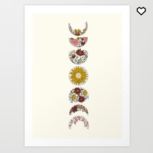 Society 6 Floral Moon Phases Painting